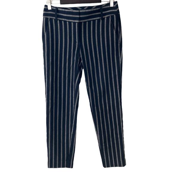 Ann Taylor LOFT Vertical Striped Trousers - Navy Blue White - 0 - Picture 1 of 8